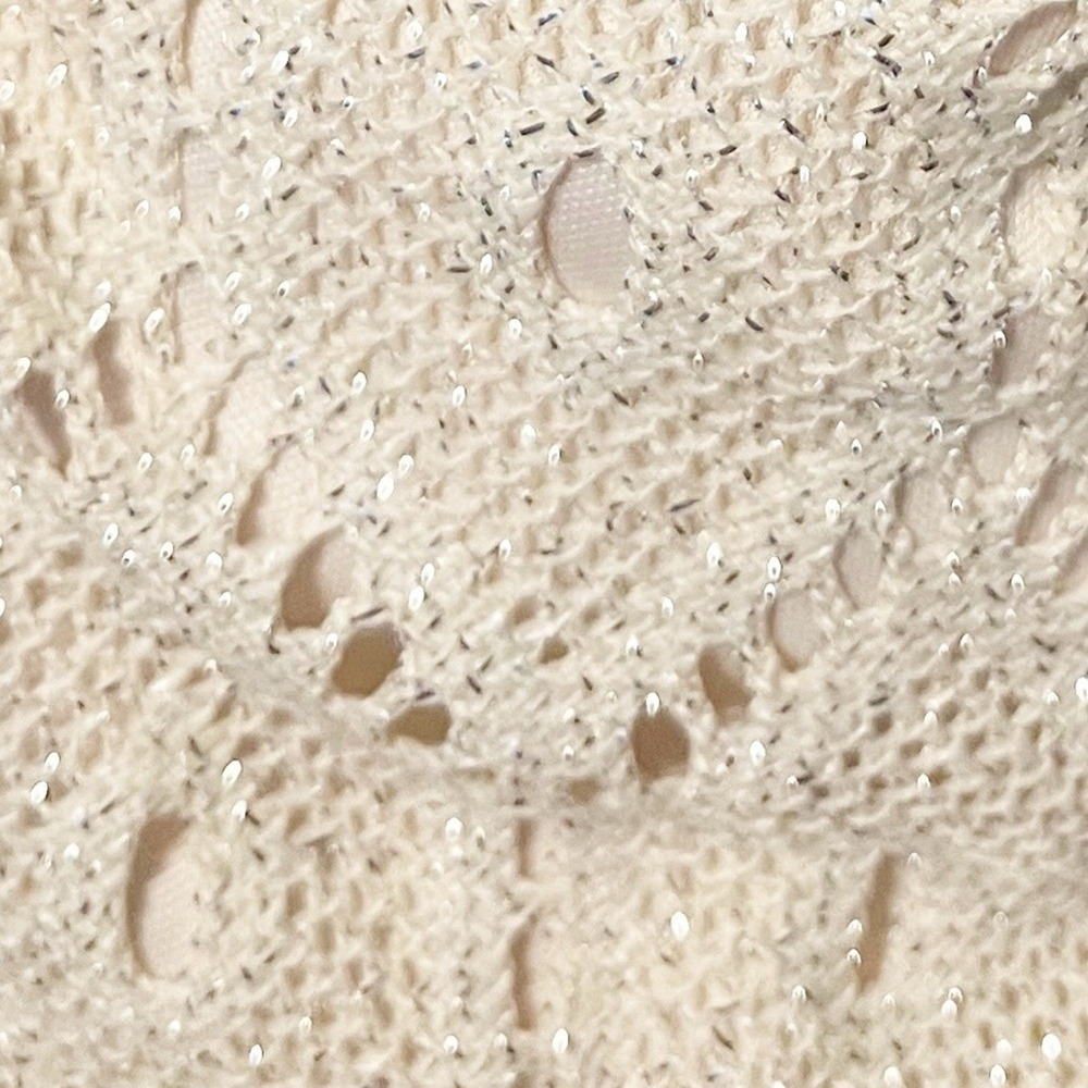 Boho Crochet Lace Dress Cream Diamond Motif 3/4 Sleeve 10P Hippie Mod - Picture 8 of 10